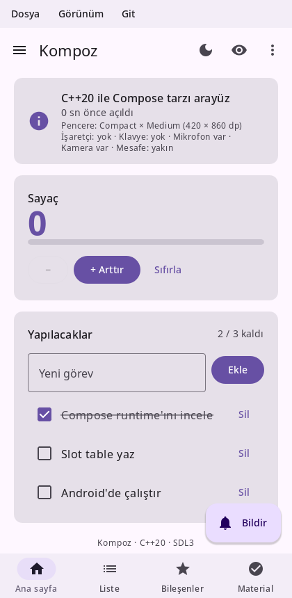 The showcase's home screen